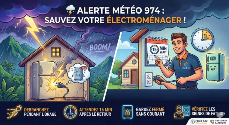 ⛈️ Alerte Météo 974  Ne laissez pas vos appareils griller !