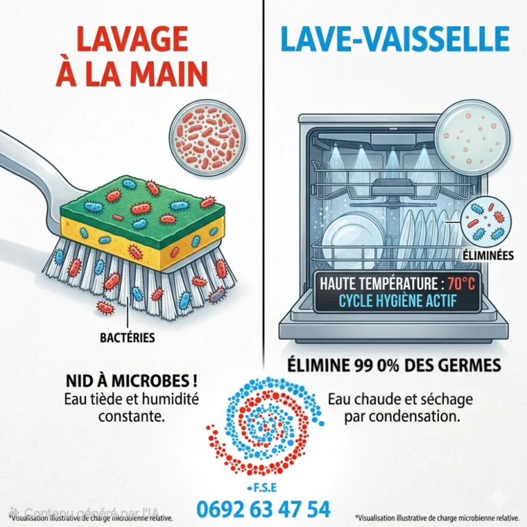 Comparaison hygiène lavage main vs lave-vaisselle La Réunion