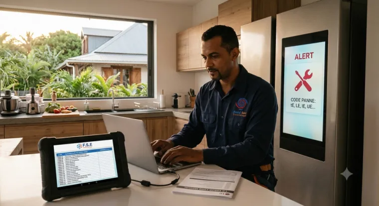 echnicien F.S.E analysant la liste des codes erreurs officiels pour le dépannage sur mesure d'un appareil à La Réunion Saint Pierre